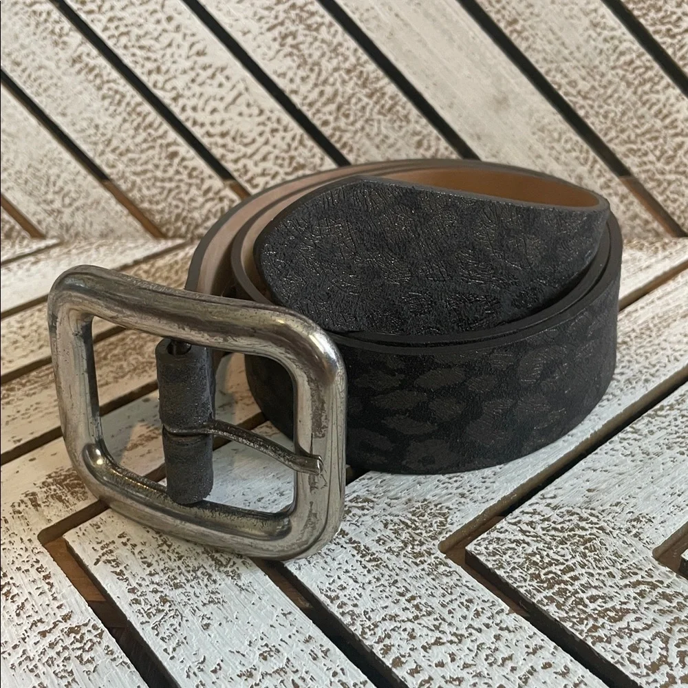Metallic Leopard Print Street Ahead Leather Belt Sz S